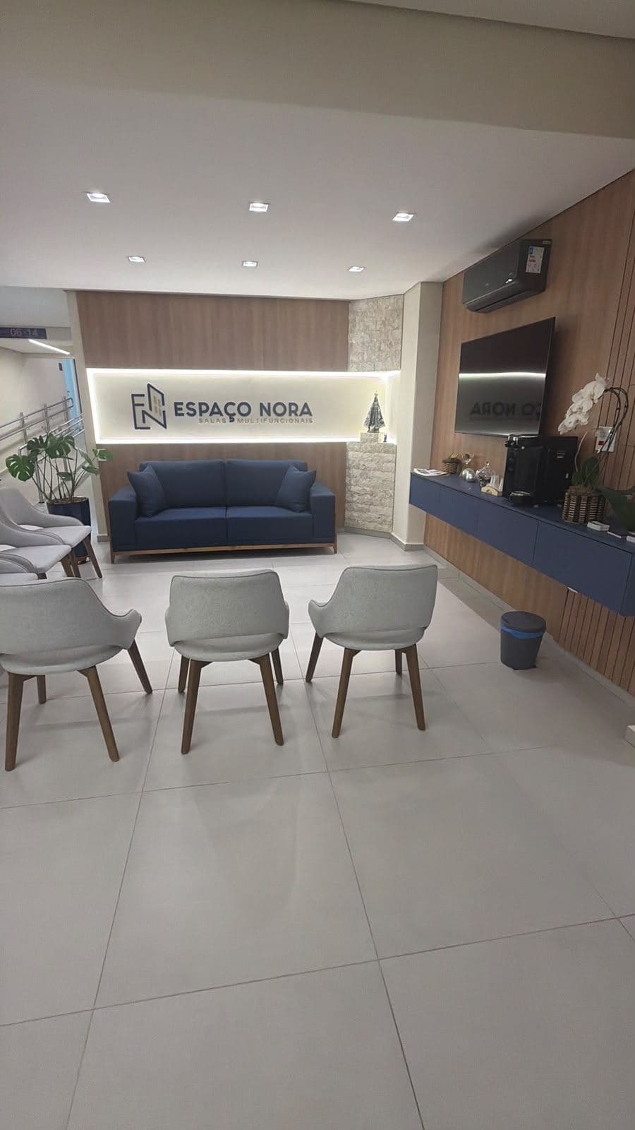 Lounge de convivência no Espaço Nora